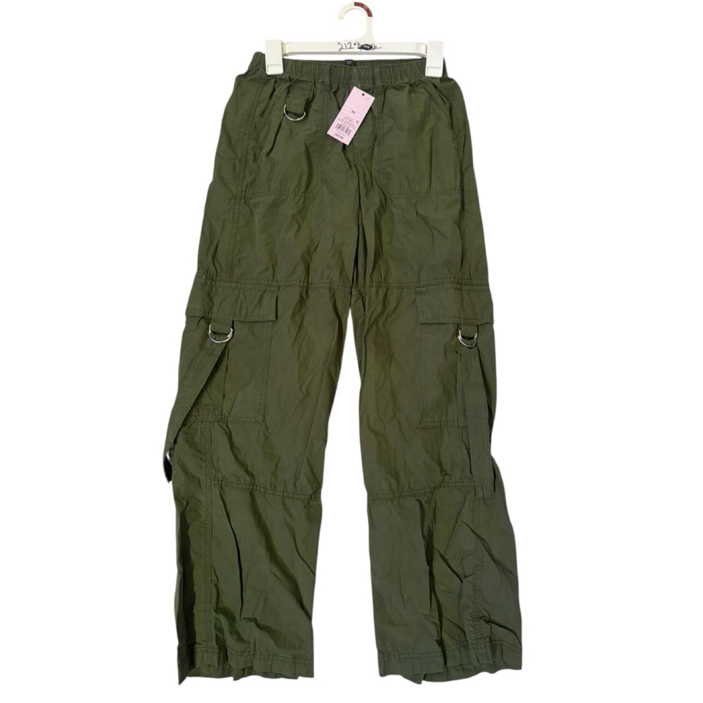 Olive Green Wide Leg Cargo Pants - Picture 4 of 4